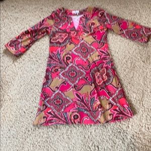 Pink paisley 3/4 sleeve dress